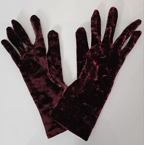 Burgundy Crushed Velour Gloves by Principles